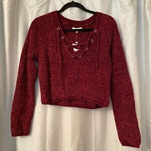 LA HEARTS cropped burgundy sweater